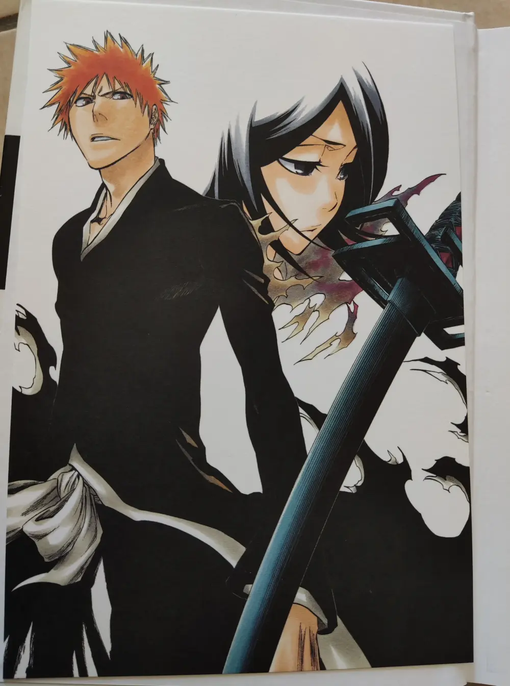 Illustration offerte avec Bleach Deluxe tome 2 représentant Ichigo Kurosaki et Rukia Kuchiki, dessin de Tite Kubo